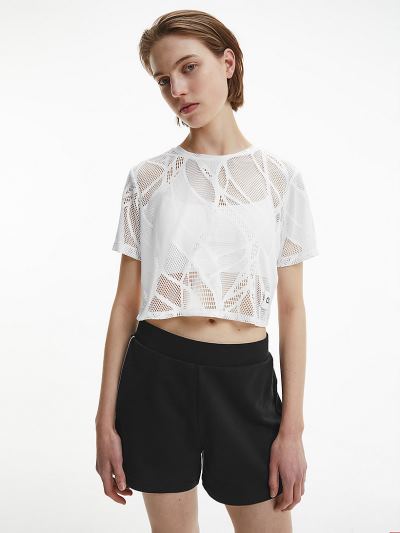 Calvin Klein Ruhák HU269363 | Calvin Klein Lace Cropped Gym Női Póló Világos Fehér